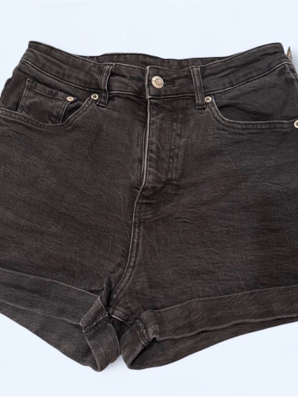 H&M High-Waist Black Denim Shorts